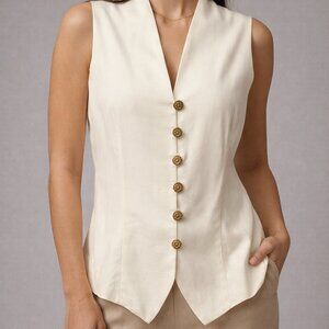 Lew Magram collection Cream button front vest size 12 made in USA